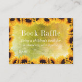 Waterverf Zonnebloemen Baby Raffle Tickets Informatiekaartje (Voorkant)
