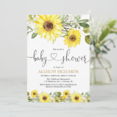 Waterverf zonnebloemen baby shower kaart (Staand voorkant)