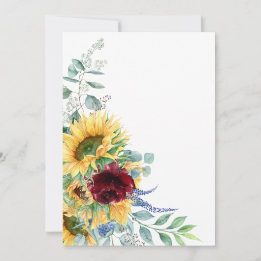 Waterverf Zonnebloemen Baby shower per Mail Kaart (Achterkant)