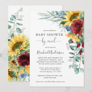 Waterverf Zonnebloemen Baby shower per Mail Kaart