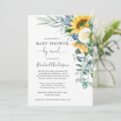 Waterverf Zonnebloemen Baby shower per Mail Kaart (Staand voorkant)