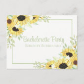 Waterverf zonnebloemen Bachelorette Uitnodiging Briefkaart (Voorkant)