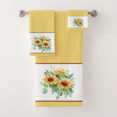 Waterverf zonnebloemen bad handdoek (Insitu)