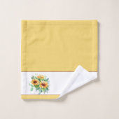 Waterverf zonnebloemen bad handdoek (Wasdoekje)
