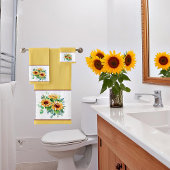 Waterverf zonnebloemen bad handdoek