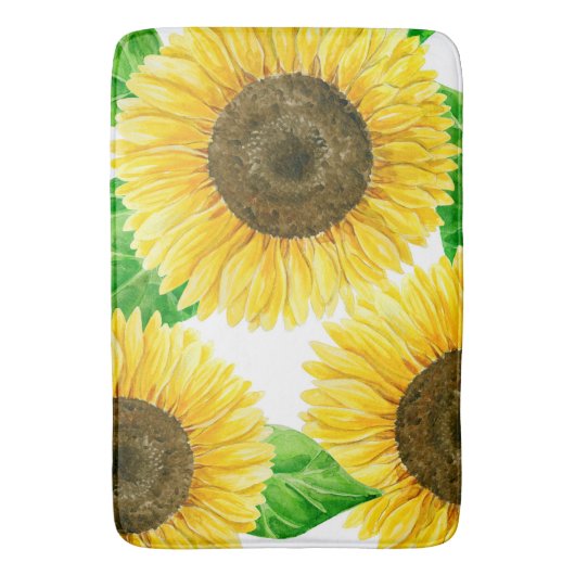 Waterverf zonnebloemen badmat (Voorkant Verticaal)