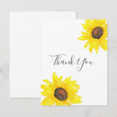 Waterverf zonnebloemen bedankkaart (Voorkant / Achterkant)