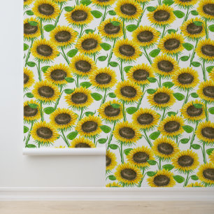 Waterverf zonnebloemen behang