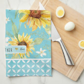 Waterverf Zonnebloemen Beste moeder ooit bloemen Theedoek (Quarter Fold)