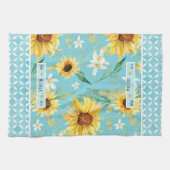 Waterverf Zonnebloemen Beste moeder ooit bloemen Theedoek (Horizontaal)