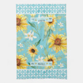 Waterverf Zonnebloemen Beste moeder ooit bloemen Theedoek (Verticaal)