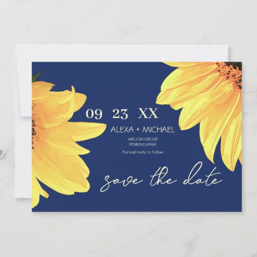 Waterverf Zonnebloemen Bindende QR-code Save The Date (Voorkant)