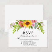 Waterverf Zonnebloemen Bindende RSVP (Voorkant / Achterkant)