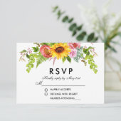 Waterverf Zonnebloemen Bindende RSVP Kaartje (Staand voorkant)
