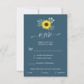 Waterverf Zonnebloemen Blauw Menu Keuze RSVP Kaart (Voorkant)