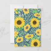 Waterverf Zonnebloemen Blauw Menu Keuze RSVP Kaart (Achterkant)