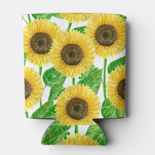 Waterverf zonnebloemen blikjeskoeler (Achterkant)