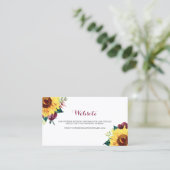 Waterverf Zonnebloemen Bloemen Bloemen Bruiloft We Visitekaartje (Staand voorkant)