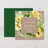 Waterverf Zonnebloemen Bloemen Bloemen Lijst Vierk Kaart (Voorkant / Achterkant)