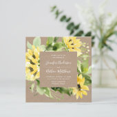 Waterverf Zonnebloemen Bloemen Bloemen Lijst Vierk Kaart (Staand voorkant)