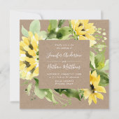 Waterverf Zonnebloemen Bloemen Bloemen Lijst Vierk Kaart (Voorkant)