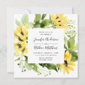 Waterverf Zonnebloemen Bloemen Bloemen Lijst Vierk Kaart (Voorkant)