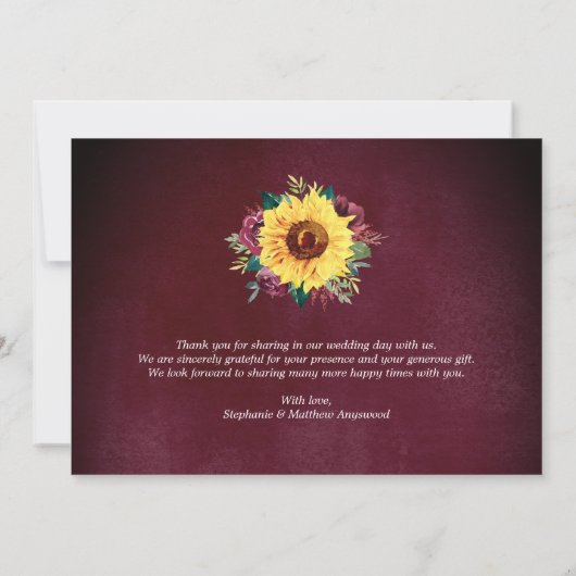 Waterverf Zonnebloemen Bloemen Bloemengrens Bruilo Bedankkaart (Achterkant)