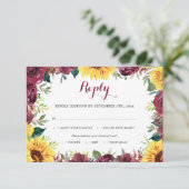 Waterverf Zonnebloemen Bloemen Bloemengrens Trouwm RSVP Kaartje (Staand voorkant)