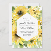 Waterverf Zonnebloemen Bloemen Lijst | Bruiloft Kaart (Voorkant)