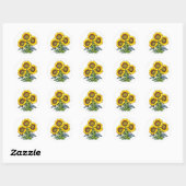 Waterverf Zonnebloemen Bloemen Ronde Sticker (Vel)