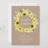 Waterverf Zonnebloemen Bloemenkrans Rustieke bruil Kaart (Voorkant)