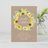 Waterverf Zonnebloemen Bloemenkrans Rustieke bruil Kaart (Staand voorkant)