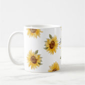 Waterverf Zonnebloemen | Bloemnaam & Monogram Mok (Links)