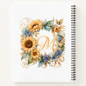Waterverf Zonnebloemen | Bloemnaam & Monogram Mok Notitieboek (Achterkant)