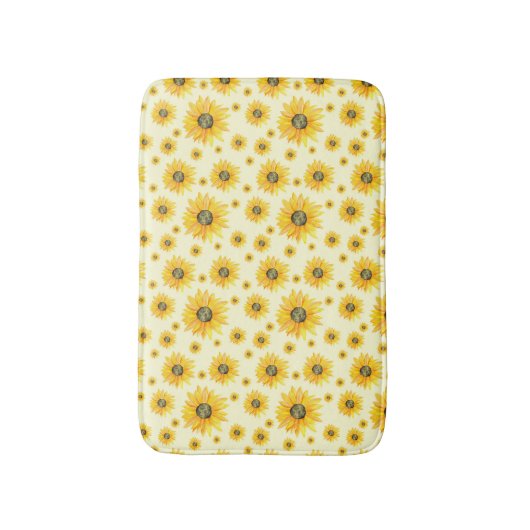 Waterverf Zonnebloemen Bloempatroon Badmat (Voorkant Verticaal)