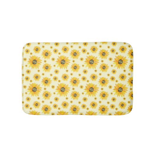 Waterverf Zonnebloemen Bloempatroon Badmat (Voorkant)