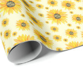 Waterverf Zonnebloemen Bloempatroon Cadeaupapier (Rol Hoek)