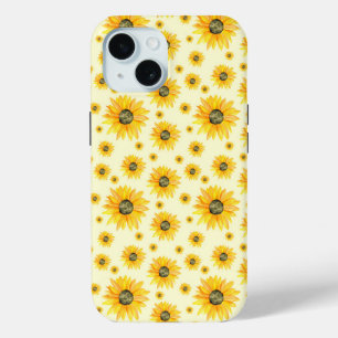 Waterverf Zonnebloemen Bloempatroon iPhone 15 Case