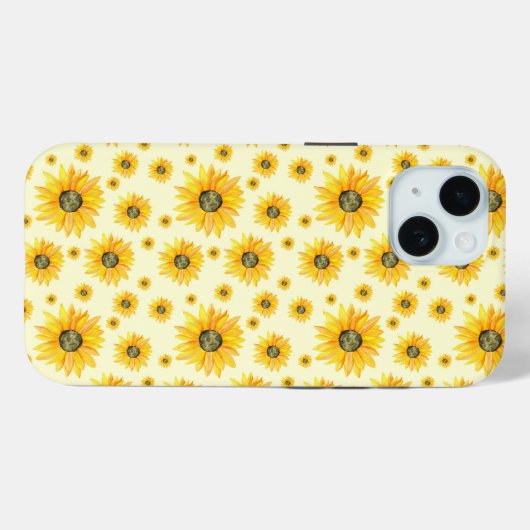 Waterverf Zonnebloemen Bloempatroon Case-Mate iPhone Case (Achterkant (horizontaal))