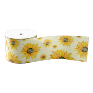 Waterverf Zonnebloemen Bloempatroon Grosgrain Lint