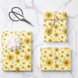 Waterverf Zonnebloemen Bloempatroon Inpakpapier Vel