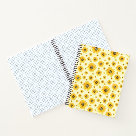 Waterverf Zonnebloemen Bloempatroon Notitieboek (Binnen)