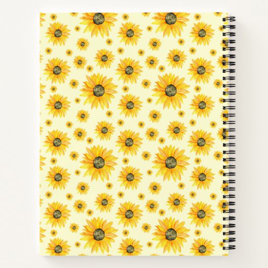 Waterverf Zonnebloemen Bloempatroon Notitieboek (Achterkant)