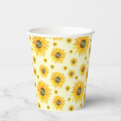 Waterverf Zonnebloemen Bloempatroon Papieren Bekers (Achterkant)