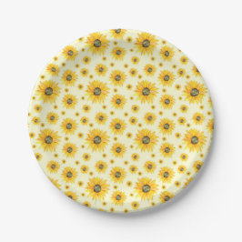 Waterverf Zonnebloemen Bloempatroon Papieren Bordje