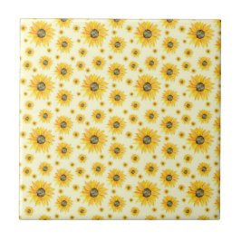 Waterverf Zonnebloemen Bloempatroon Tegeltje