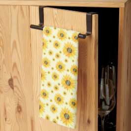 Waterverf Zonnebloemen Bloempatroon Theedoek