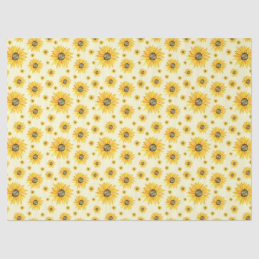 Waterverf Zonnebloemen Bloempatroon Tissuepapier (Voorkant)
