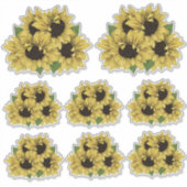 Waterverf Zonnebloemen Boeket Contour Stickers (Voorkant)
