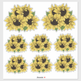 Waterverf Zonnebloemen Boeket Contour Stickers